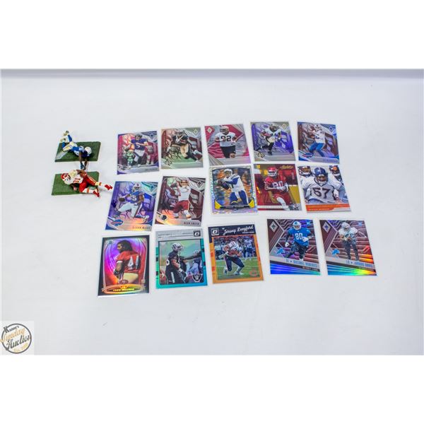 15 FOOTBALL CARDS SOLD WITH 2 MINI FIGURES