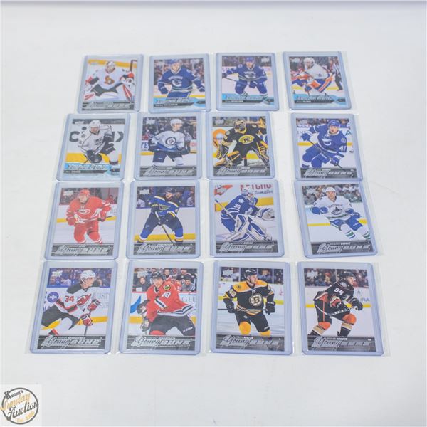 16 ASSORTED UPPER DECK YOUNG GUNS HOCKEY CARDS