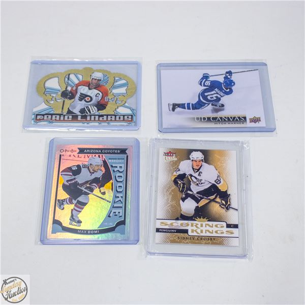 4 HOCKEY CARDS: OPC MAX DOMI, UD MITCH MARNER,