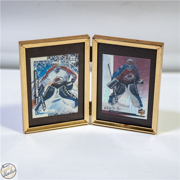 TWO FRAMED PATRICK ROY HOCKEY CARDS