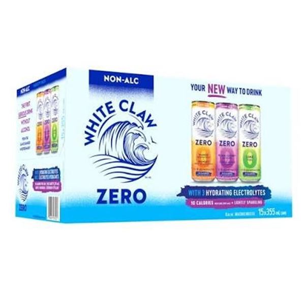 NEW WHITE CLAW ZERO NO-ALCOHOL LIGHTLY SPARKLING