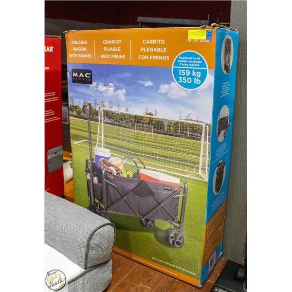 MAC SPORTS FOLDING WAGON WITH BRAKES GREY & WHITE