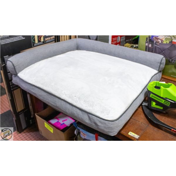 NEW KIRKLAND BOLSTER PET BED GREY - 42 X 36 X 9"