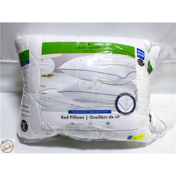 2 PK OF KATE SPADE COOLING FIBER PILLOWS QUEEN SZ