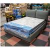 Image 1 : NEW ASSEMBLED GREY QUEEN SIZE BEDFRAME