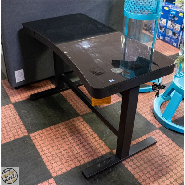 BLACK TEMPERED GLASS ELECTRIC LIFT DESK W-24"