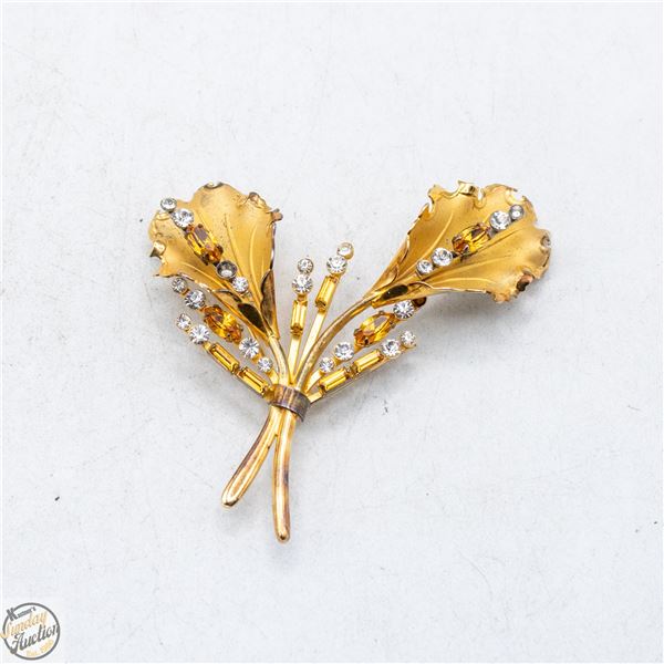 ESTATE BOND BOYD STERLING BROOCH WITH GOLD PLATING