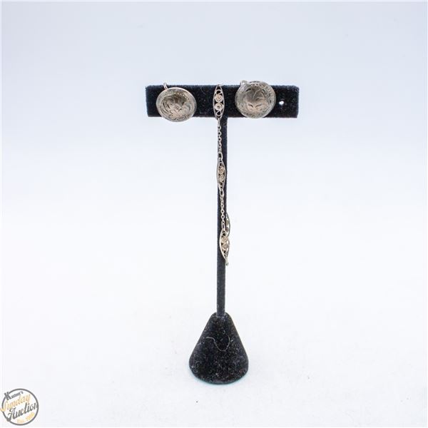 ESTATE 925 BRACELET 7.25" LONG + 925 CROSS PENDANT