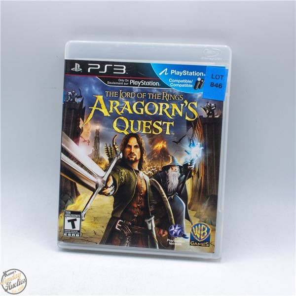 LOTR ARAGORN'S QUEST PS3 PLAYSTATION 3 VIDEO GAME