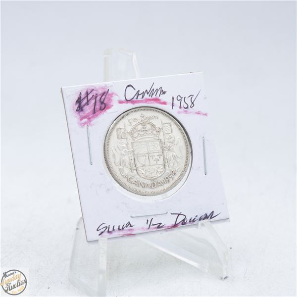 #4992-1958 50 CENT CANADIAN COIN 80 % SILVER