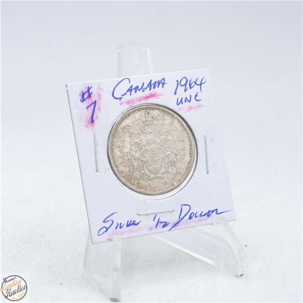 #4993-1964 50 CENT CANADIAN COIN 80 % SILVER