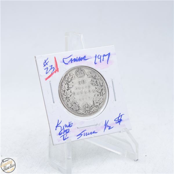 #4987-1917 50 CENT CANADIAN COIN