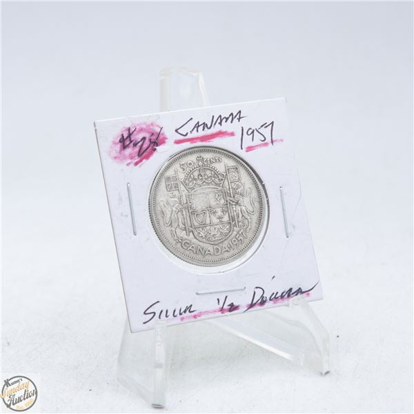 #4991-1957 50 CENT CANADIAN COIN 80 % SILVER