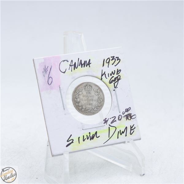 #4982-1933 10 CENT CANADIAN COIN 80 % SILVER