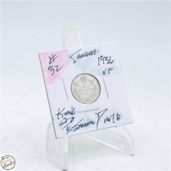 #4983-1936 10 CENT CANADIAN COIN 80 % SILVER