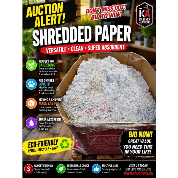 PALLET FILLED WITH MULTI-USE PAPER SHREDDINGS