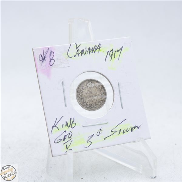 #4972-1917- 5 CENT CANADIAN COIN 92.5 % SILVER