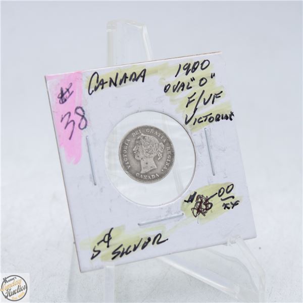 #4966-1900 5 CENT CANADIAN COIN 92.5 % SILVER