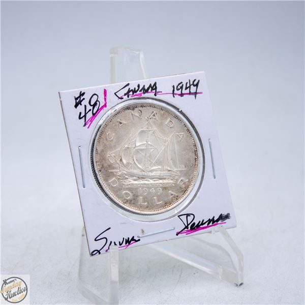 #5008-SILVER 1949 CANADA ONE DOLLAR COIN