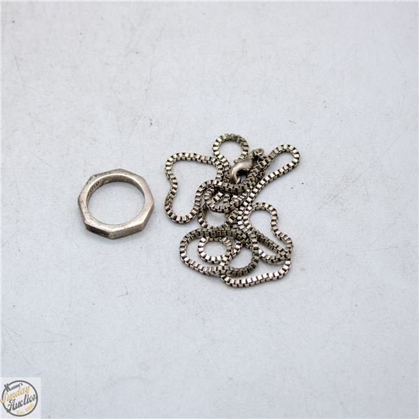 ESTATE 925 CHAIN 20" LONG+MEXICO 925 RING SIZE 5