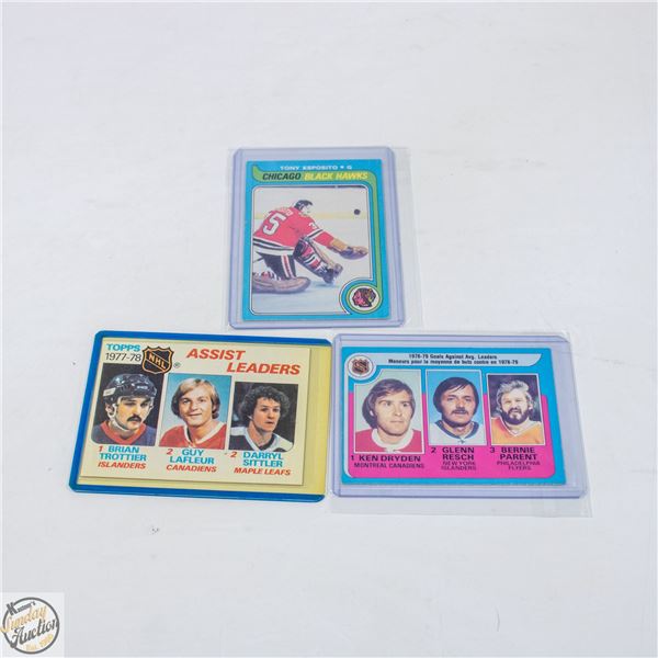 3 VINTAGE HOCKEY CARDS