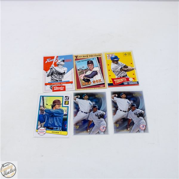 6 ASSORTED BASEBALL CARDS