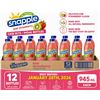 Image 1 : CASE W/12 945ML BOTTLES OF SNAPPLE KIWI STRAWBERRY
