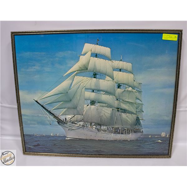 30 1/2” X 25” FRAMED PHOTO OF SCHOONER