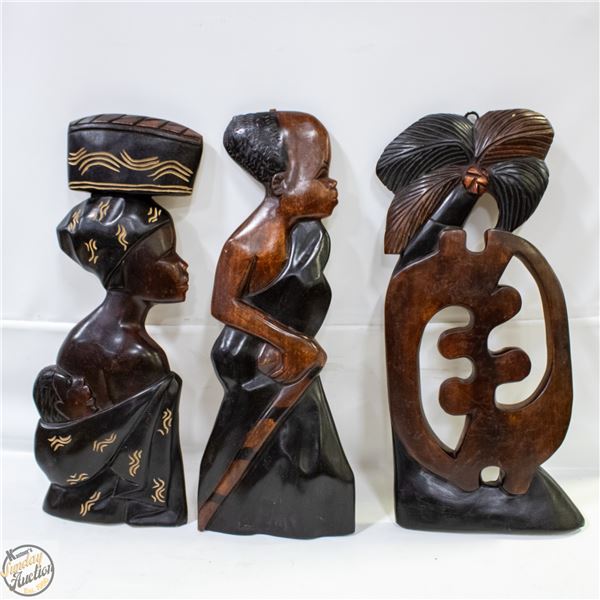 3 WOOD CARVINGS