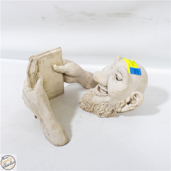 MAN READING GARDEN FIGURE
