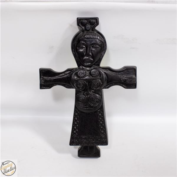 WOOD CARVED CELTIC CROSS