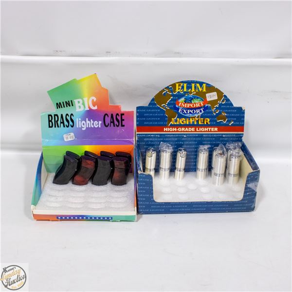 NEW BOX W/DISPLAY CARTON OF 8 ELIM LIGHTERS &