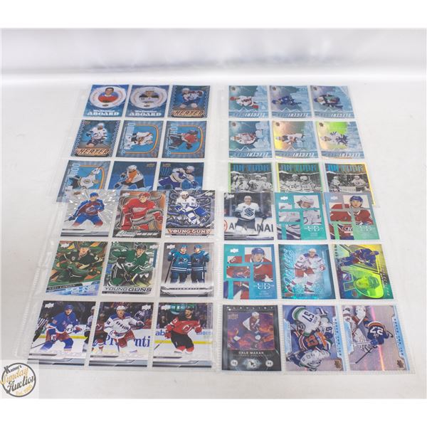 4 SHEETS OF YOUNG GUNS & HOCKEY INSERT CARDS