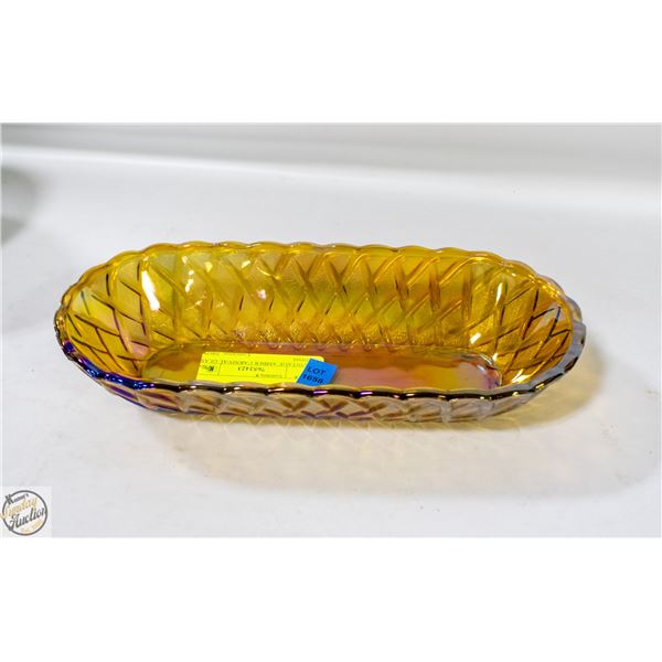 VINTAGE AMBER CARNIVAL GLASS DISH