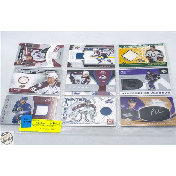 SHEET OF HOCKEY PATCH CARDS