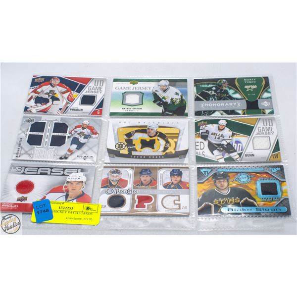SHEET OF HOCKEY PATCH CARDS