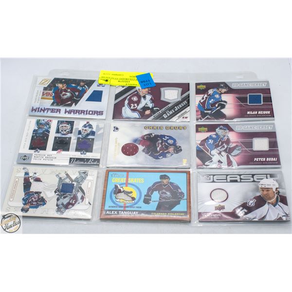 SHEET OF COLORADO AVALANCHE PATCH CARDS