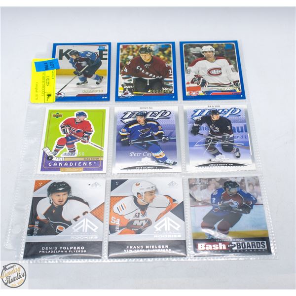 SHEET OF NUMBERED HOCKEY CARDS