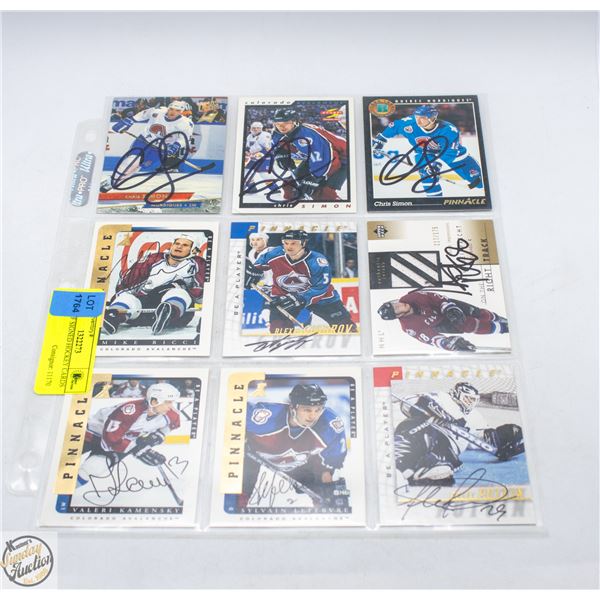 SHEET OF SIGNED HOCKEY CARDS NO COA