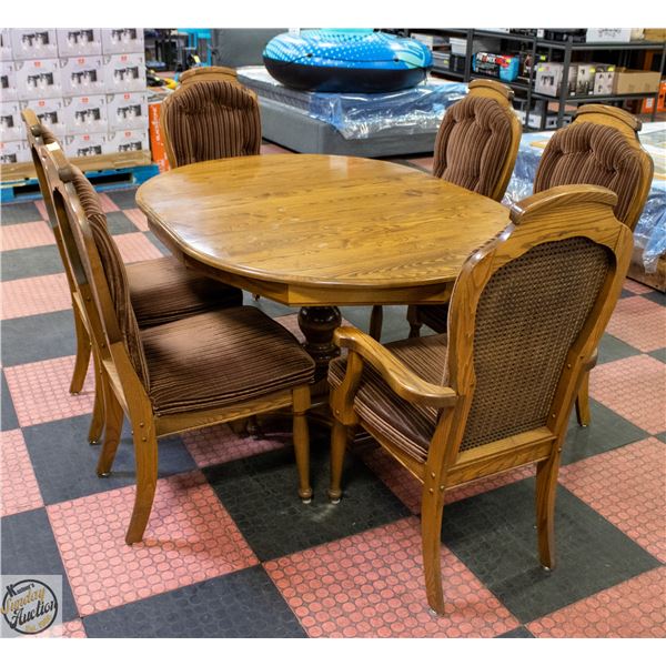 VINTAGE BROWN PADDED UPHOLSTERY DINING
