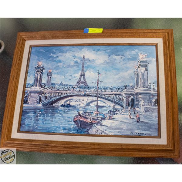 PARIS LITHOGRAPH FRAMED 17.25" X 22.5"