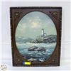 Image 1 : LIGHTHOUSE OIL PAINTING 23"X19" UNKNOWN ARTIST