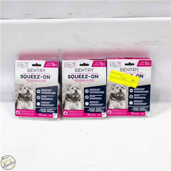 3 PKG SENTRY SQUEEZ-ON FLEA TICK