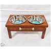 Image 1 : ELEVATED WOOD DOG FOOD STAND WITH TWO