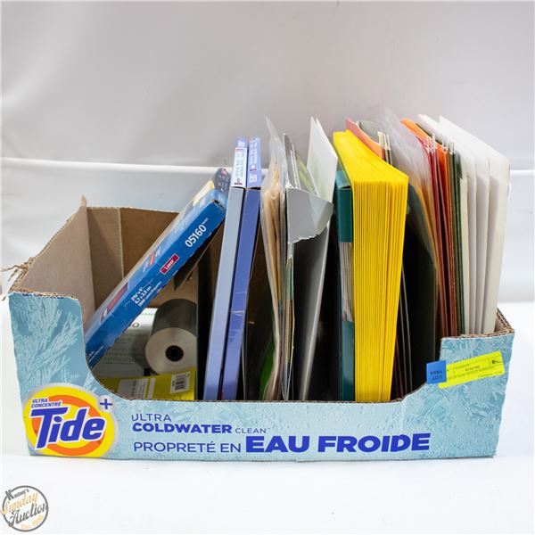 BOX OF NEW OFFICE SUPPLIES
