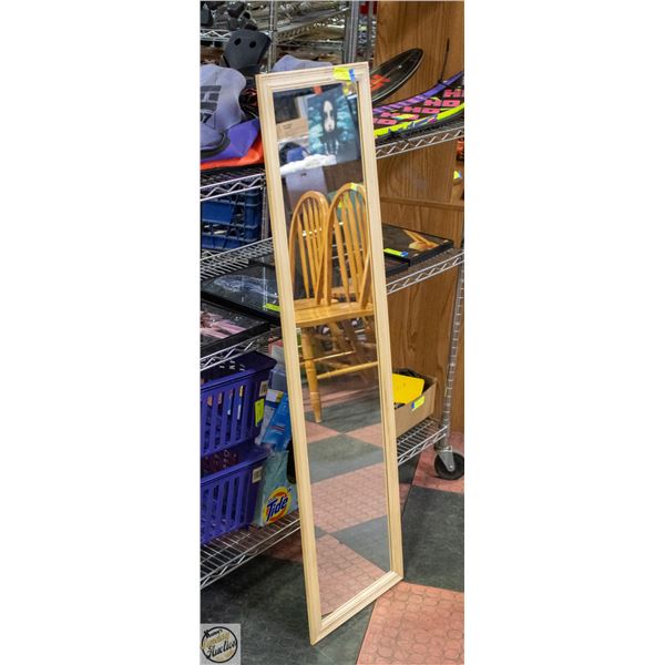 LONG WOOD FRAMED MIRROR 50"X14"