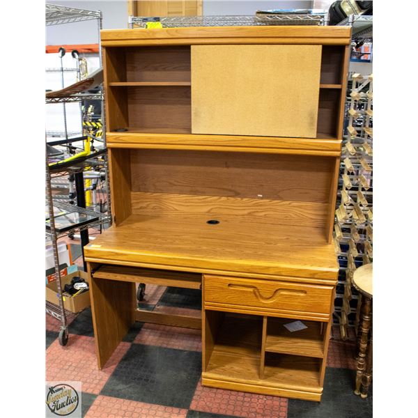 WOOD DESK WITH HUTCH 70"X48"X24"