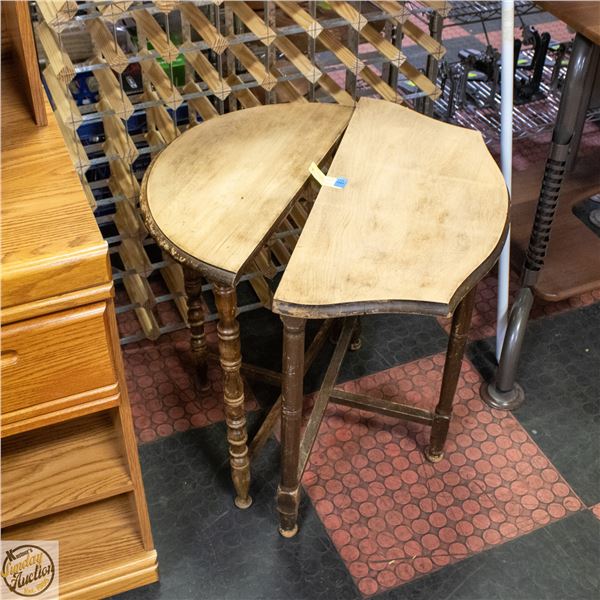 2 VTG. DEMI-LUNE WOOD SEMI-CIRCLE *PROJECT TABLES*
