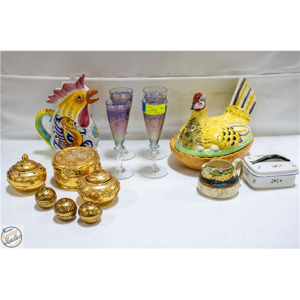 LOT OF ANTIQUES AND COLLECTIBLES: 4 CHAMPAGNE-
