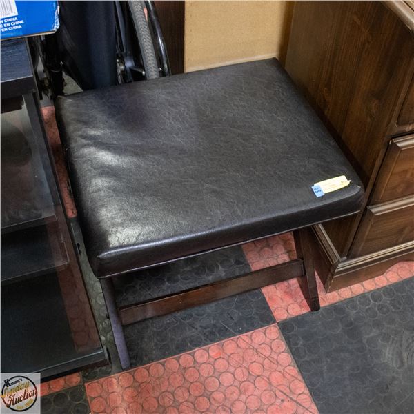 BLACK FAUX LEATHER OTTOMAN